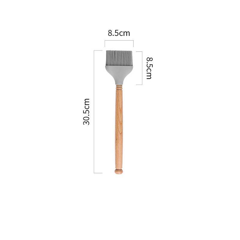 Silicone spatula spatula wooden handle oil brush - Mubimart