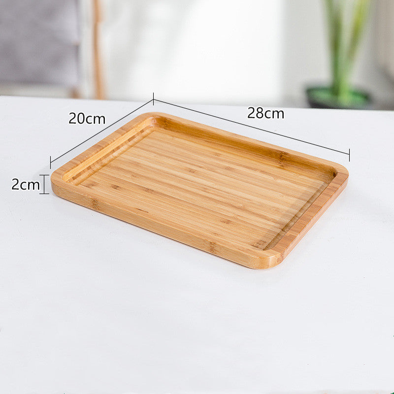 Simple Bamboo Tea Tray Fruit Tray Rectangular Water Cup Tray - Mubimart - Trays 