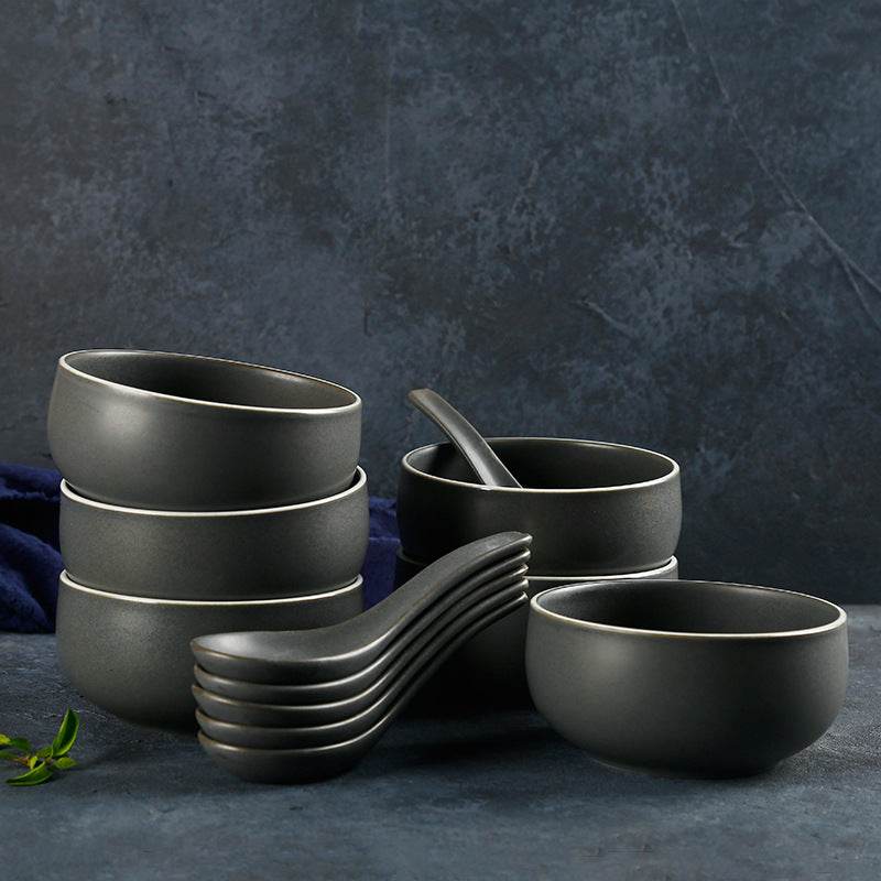 Simple Ceramic Tableware Western Food Bowls Underglaze Plates - Mubimart