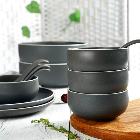 Simple Ceramic Tableware Western Food Bowls Underglaze Plates - Mubimart