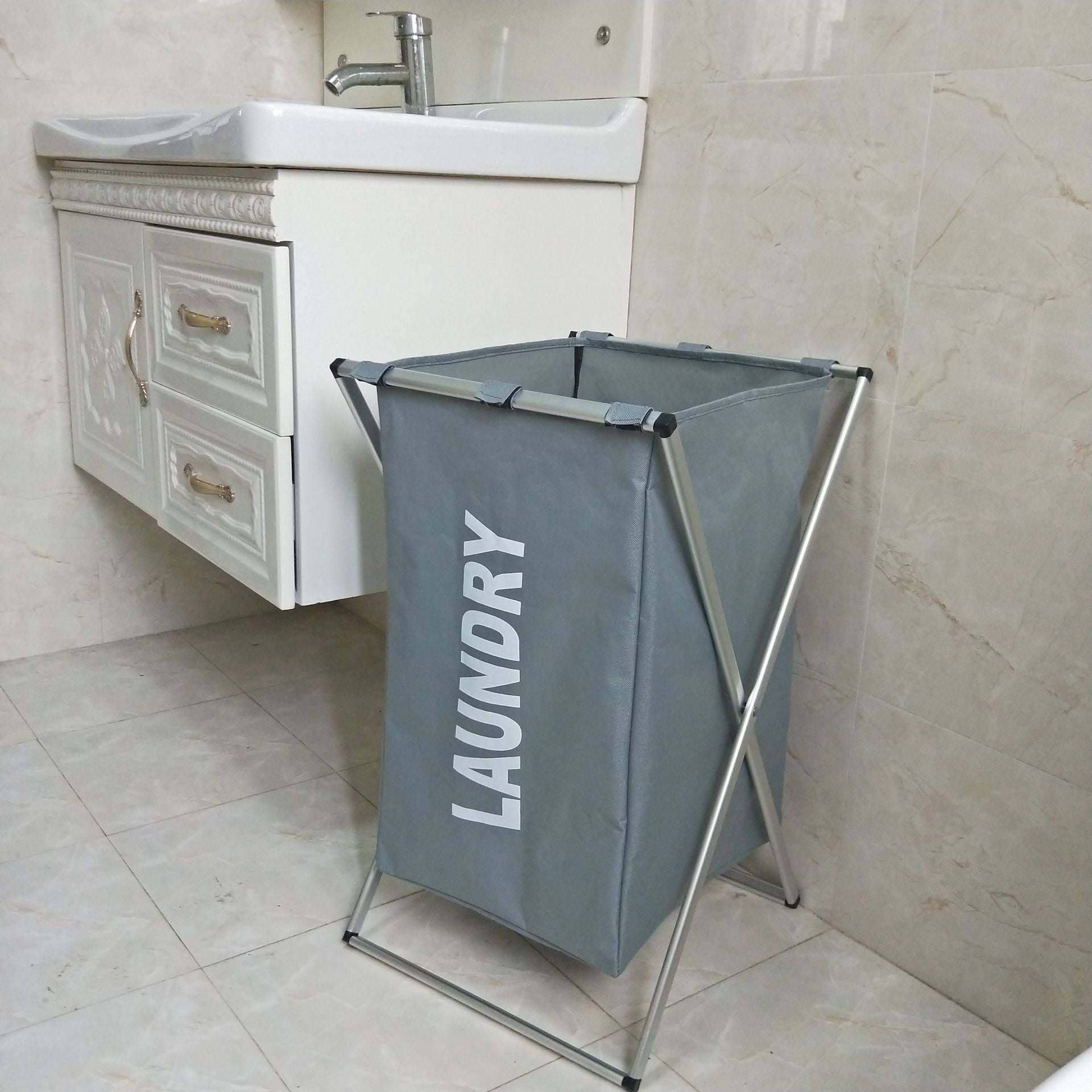 Simple Foldable Oxford Linen Hamper - Mubimart -  