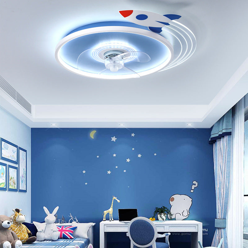 Simple Modern Children's Ultra-thin Round Nordic Restaurant Ceiling Fan - Mubimart - Ceiling Fans 