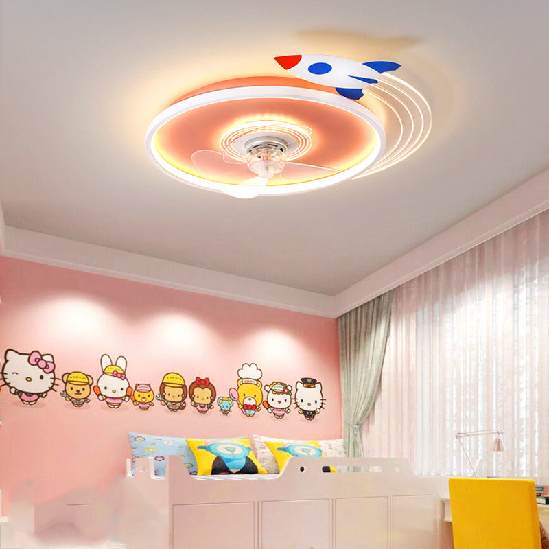 Simple Modern Children's Ultra-thin Round Nordic Restaurant Ceiling Fan - Mubimart -  