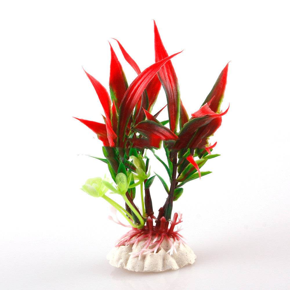 Simulation Of Aquatic Plants Wholesale Fish Tank Landscaping Simulation Plants Ornamental Plastic Short Aquatic Plants 2 Color Bamboo Leaves - Mubimart