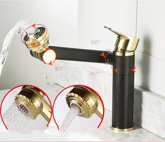 Single Hole Hot And Cold Water Faucet Universal Swivel Basin Faucet - Mubimart