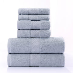 Six Piece Set Of Pure Cotton Bath Towels - Mubimart - Bath towel 