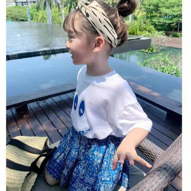 Small And Mediumsized Children's Summer Girl Baby Skirt Net Red Two Piece Set - Mubimart