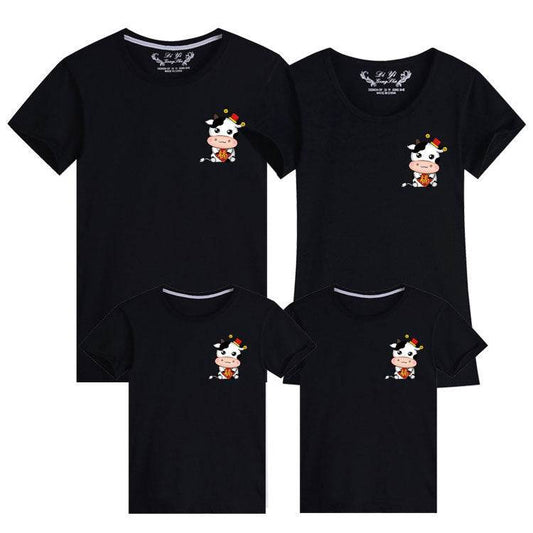 Small Picture Print Short-sleeved Cute Parent-child Outfit - Mubimart