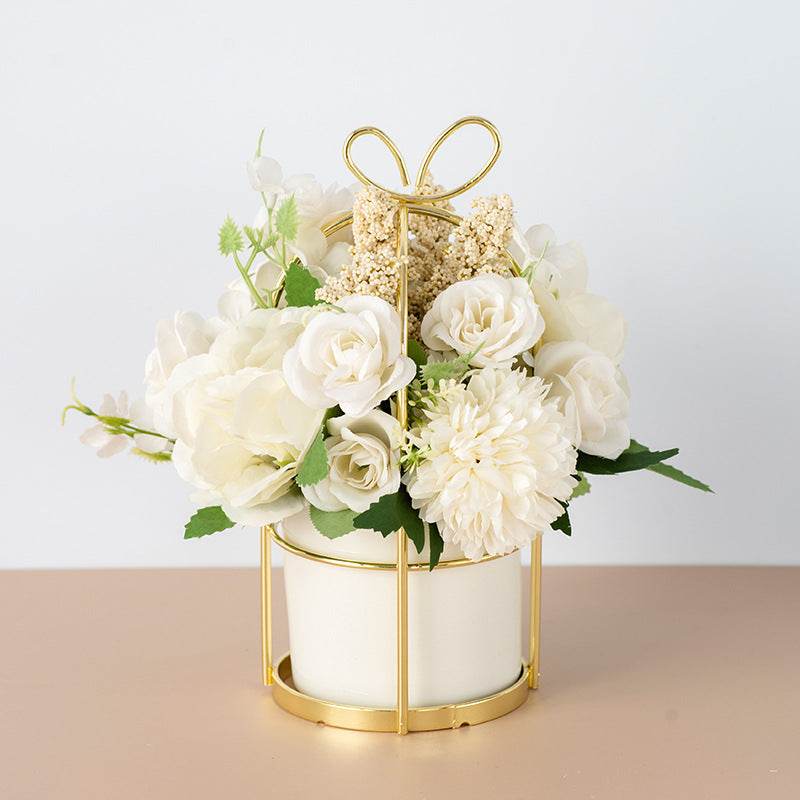 Small Potted Plants Ins Dried Flower Bouquet Simulation Flowers Fake Flowers Living Room Decoration Ornaments Tea Table Spring Festival Floral New Year Decorations - Mubimart