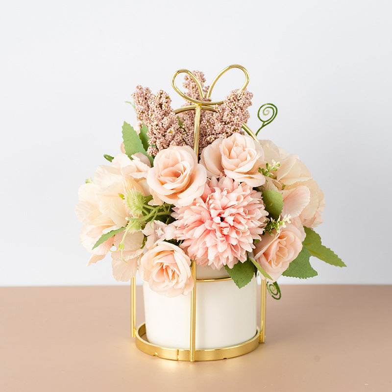 Small Potted Plants Ins Dried Flower Bouquet Simulation Flowers Fake Flowers Living Room Decoration Ornaments Tea Table Spring Festival Floral New Year Decorations - Mubimart