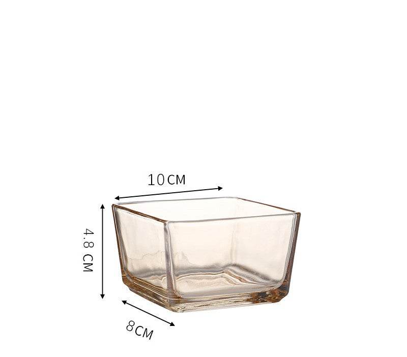 Small Square Glass Bowl Household Dessert Bowl Salad Bowl Trace Gold Snack Bowl - Mubimart