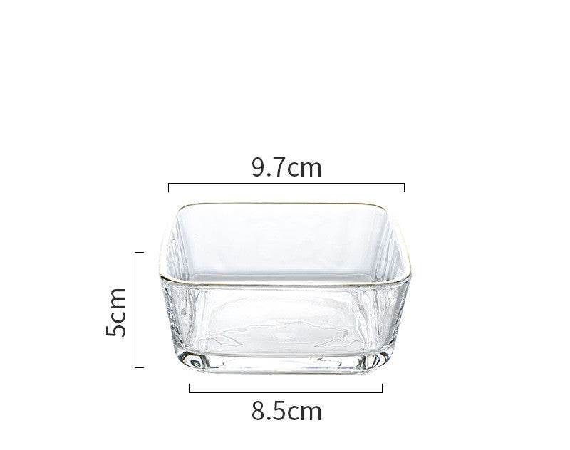 Small Square Glass Bowl Household Dessert Bowl Salad Bowl Trace Gold Snack Bowl - Mubimart