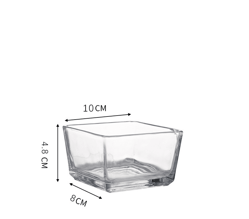 Small Square Glass Bowl Household Dessert Bowl Salad Bowl Trace Gold Snack Bowl - Mubimart