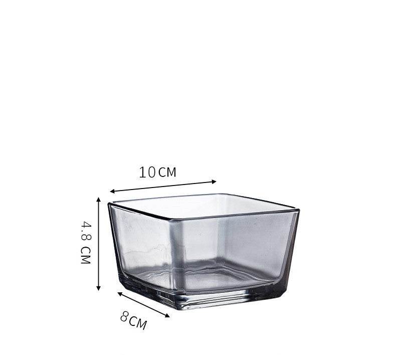 Small Square Glass Bowl Household Dessert Bowl Salad Bowl Trace Gold Snack Bowl - Mubimart