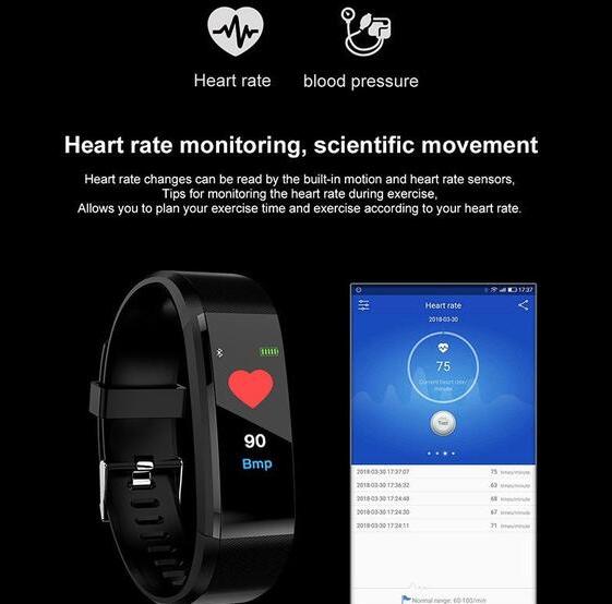 Smart Bracelet With Bluetooth Wristband Heart Rate Monitor Watch Activity Fitness Tracker - Mubimart -  