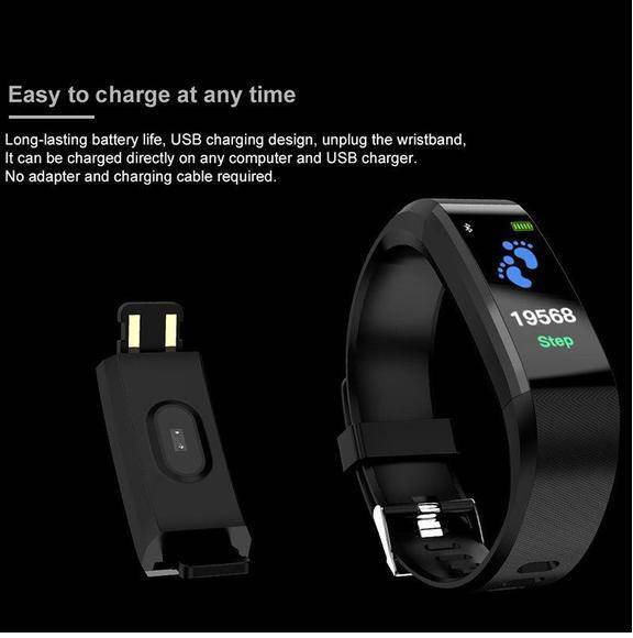 Smart Bracelet With Bluetooth Wristband Heart Rate Monitor Watch Activity Fitness Tracker - Mubimart