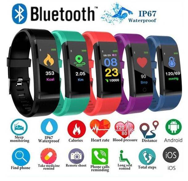 Smart Bracelet With Bluetooth Wristband Heart Rate Monitor Watch Activity Fitness Tracker - Mubimart