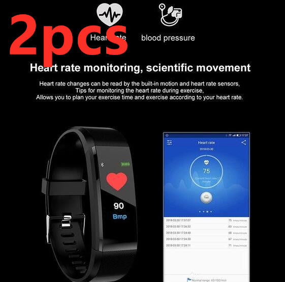 Smart Bracelet With Bluetooth Wristband Heart Rate Monitor Watch Activity Fitness Tracker - Mubimart -  