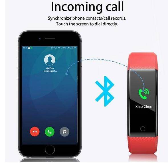 Smart Bracelet With Bluetooth Wristband Heart Rate Monitor Watch Activity Fitness Tracker - Mubimart