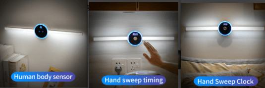 Smart Cabinet Light Clock Timing Sensor Light Removable LED Wardrobe Light Manual Sweep Switch Light - Mubimart