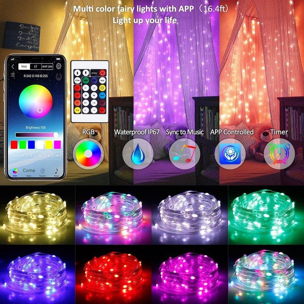 Smart Point Control Voice Control Lighting Chain Mobile Phone Bluetooth APP Control - Mubimart