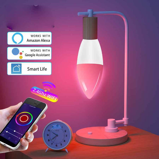 Smart WifI Led Lamp E14 RGB CW WW Led Bulb Dimmable 85-265V Voice Control Light Bulbs Alexa Google Home For Home Decorative - Mubimart