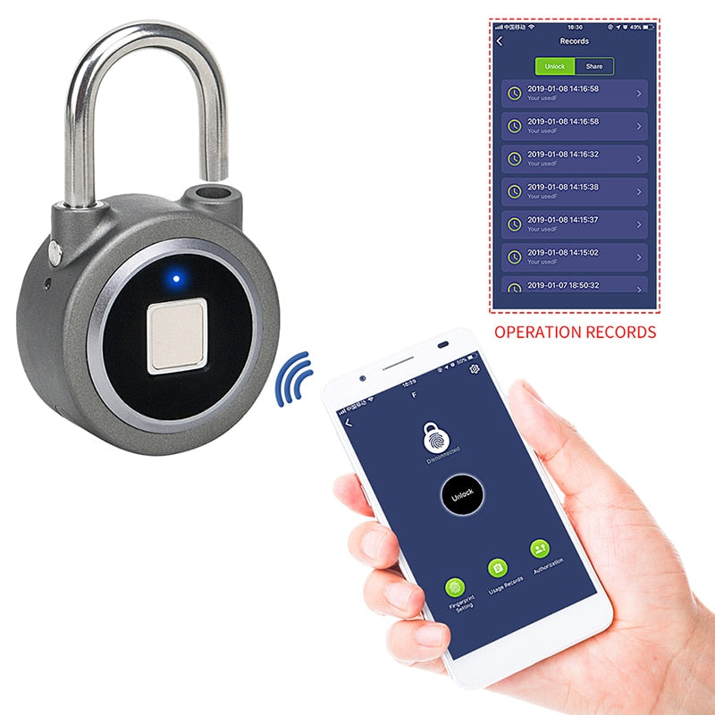 Smart lock fingerprint padlock mobile phone APP control Bluetooth unlocking luggage fingerprint lock trolley case fingerprint lock - Mubimart -  