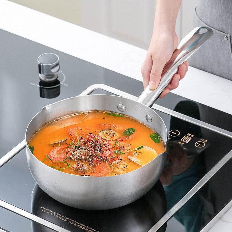 Snow Flat Pot Stainless Steel Nonstick Integrated Food Small Milk Pot - Mubimart