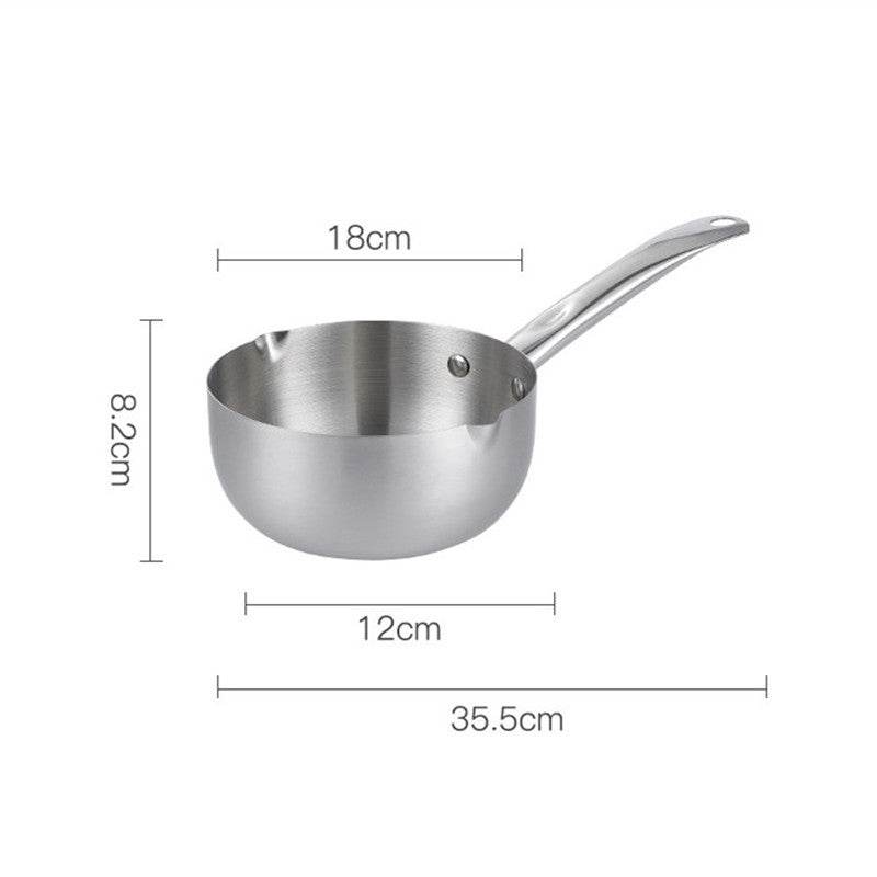 Snow Flat Pot Stainless Steel Nonstick Integrated Food Small Milk Pot - Mubimart