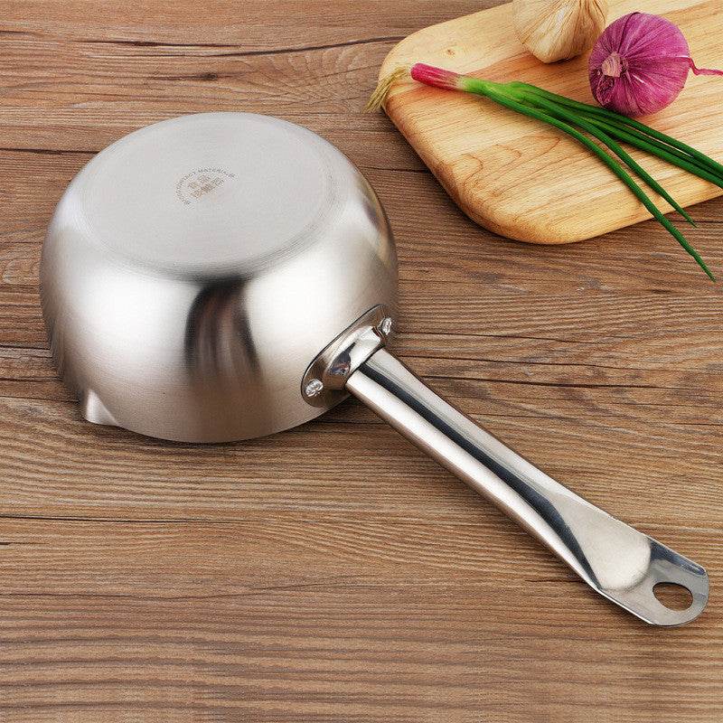 Snow Flat Pot Stainless Steel Nonstick Integrated Food Small Milk Pot - Mubimart