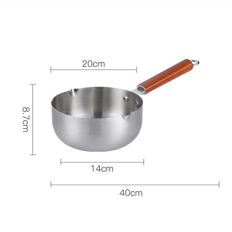 Snow Flat Pot Stainless Steel Nonstick Integrated Food Small Milk Pot - Mubimart