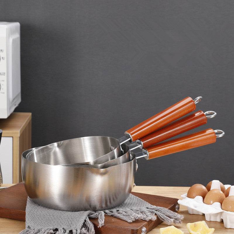 Snow Flat Pot Stainless Steel Nonstick Integrated Food Small Milk Pot - Mubimart