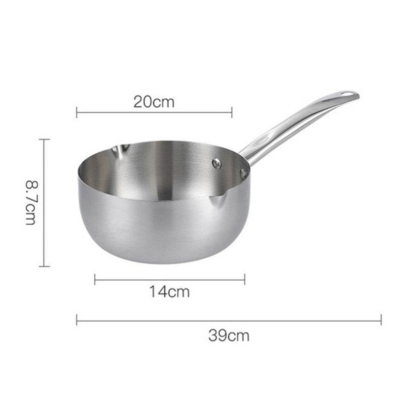 Snow Flat Pot Stainless Steel Nonstick Integrated Food Small Milk Pot - Mubimart