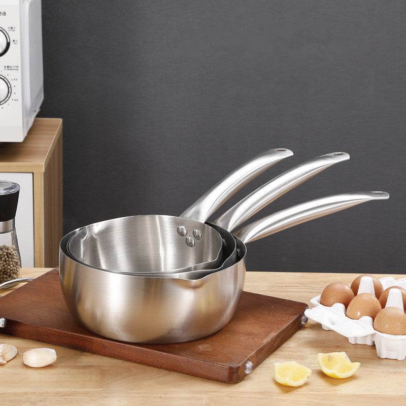 Snow Flat Pot Stainless Steel Nonstick Integrated Food Small Milk Pot - Mubimart