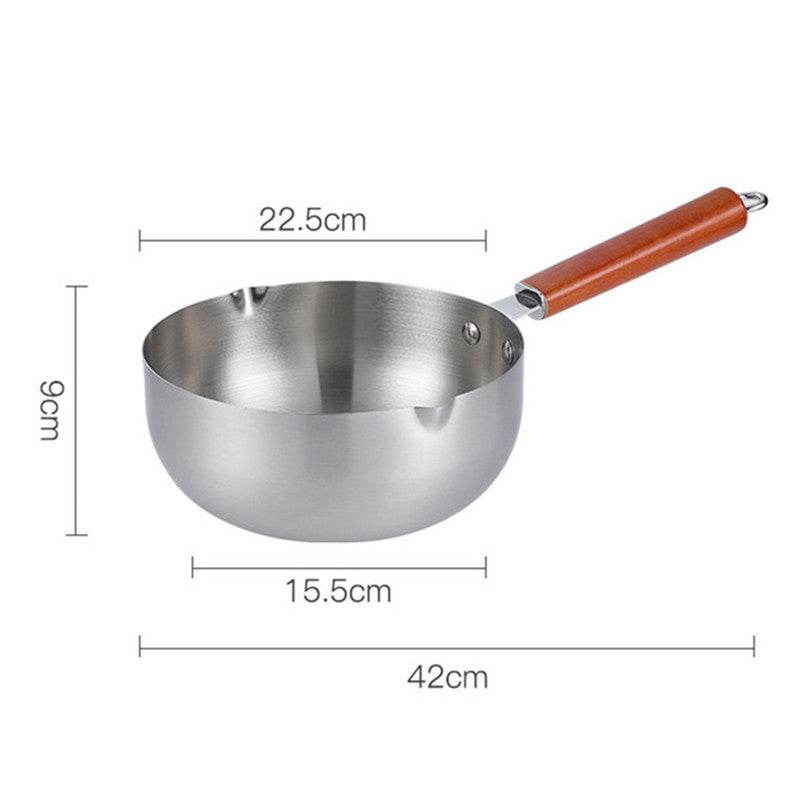 Snow Flat Pot Stainless Steel Nonstick Integrated Food Small Milk Pot - Mubimart