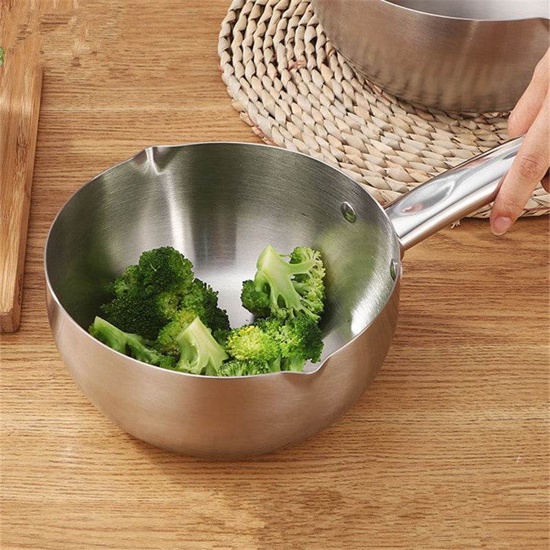 Snow Flat Pot Stainless Steel Nonstick Integrated Food Small Milk Pot - Mubimart