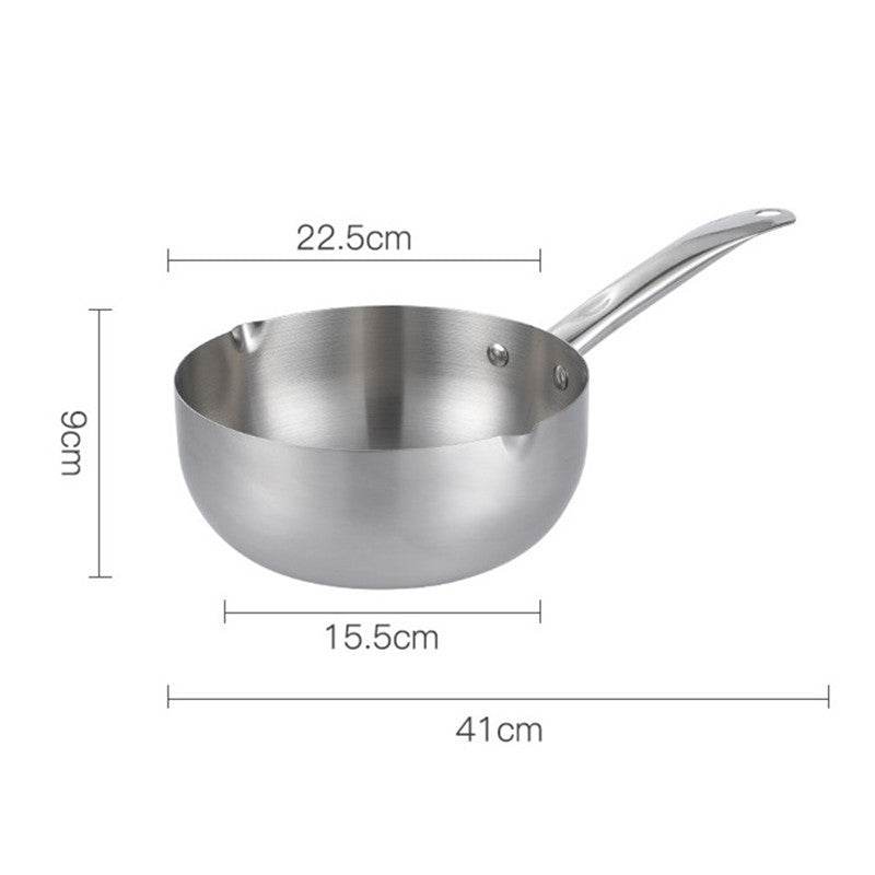 Snow Flat Pot Stainless Steel Nonstick Integrated Food Small Milk Pot - Mubimart