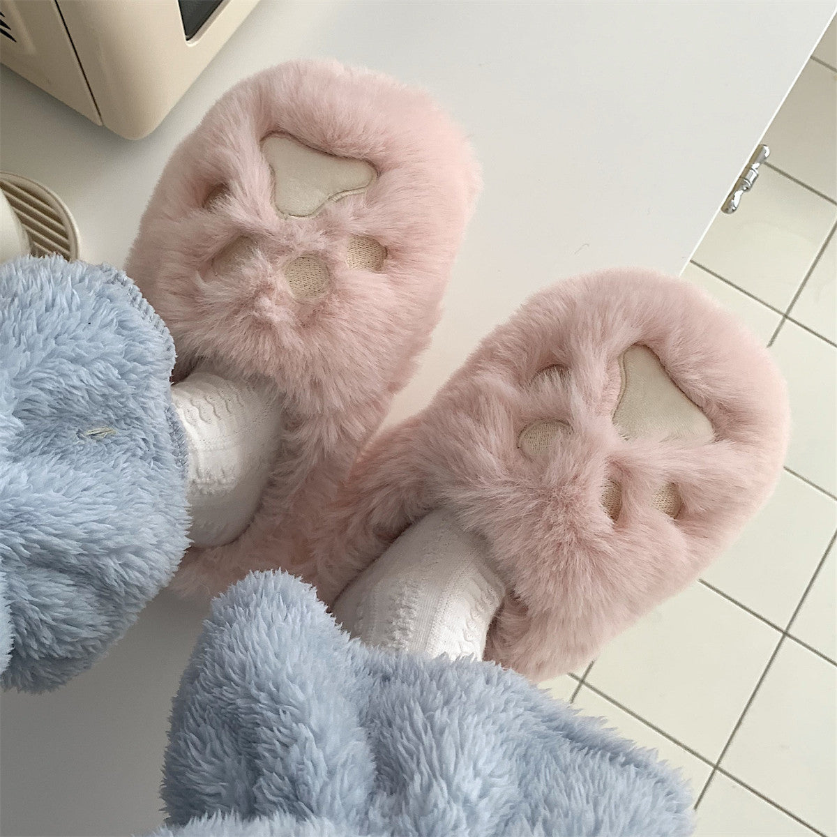 Soft Cat Paw Warm Cotton Slippers - Mubimart -  