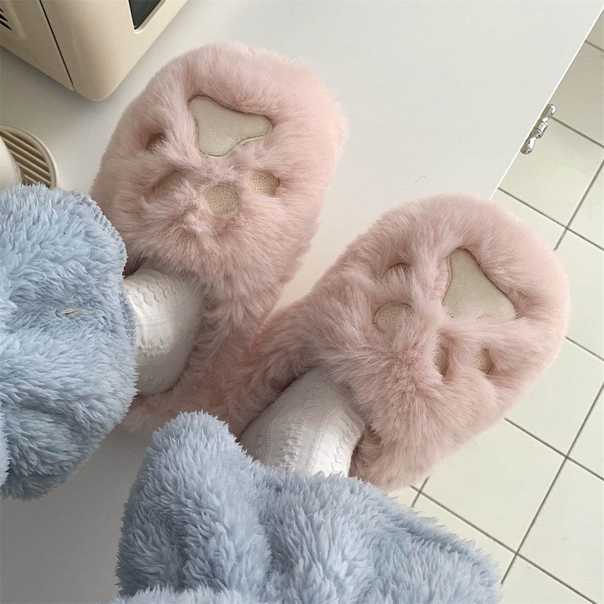 Soft Cat Paw Warm Cotton Slippers - Mubimart
