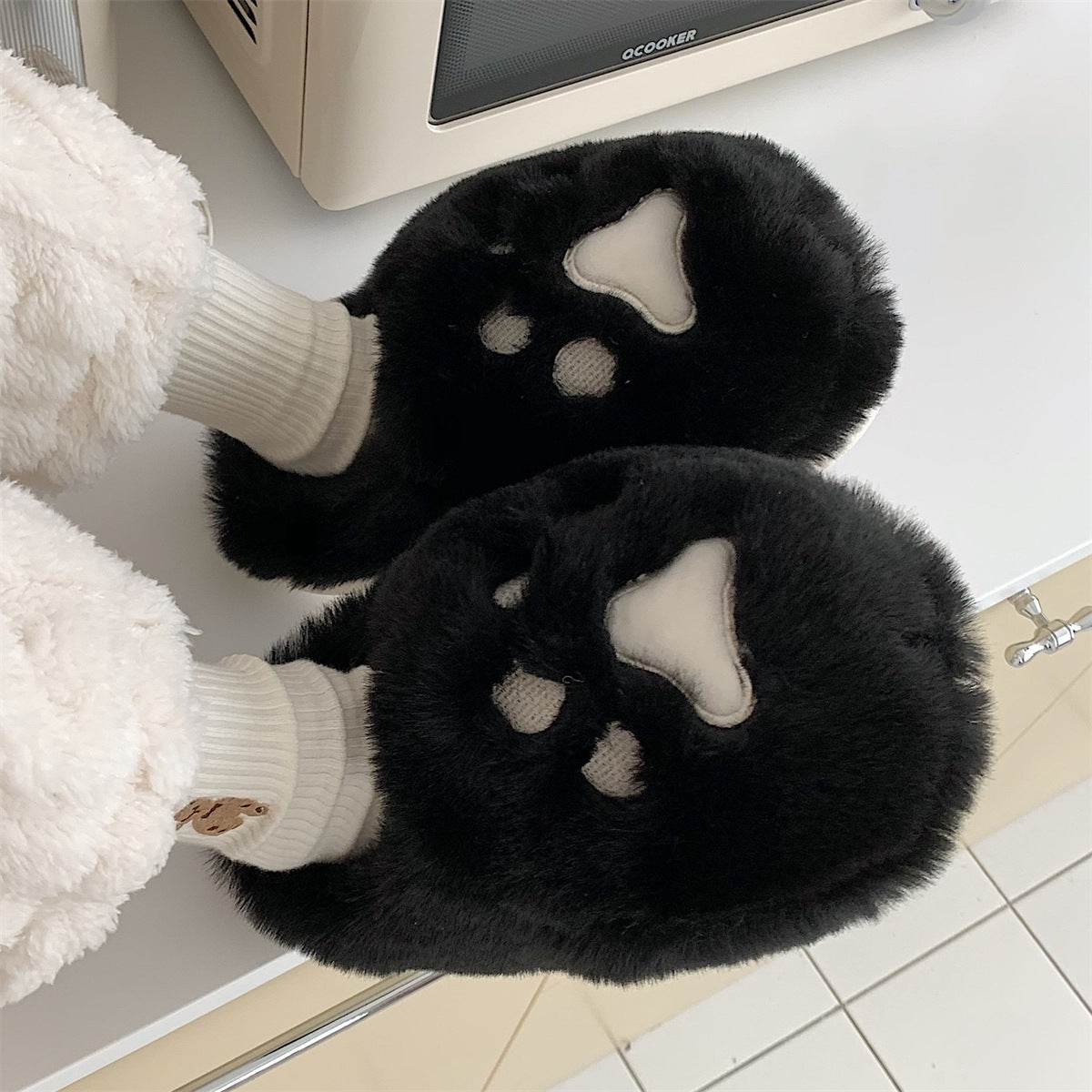 Soft Cat Paw Warm Cotton Slippers - Mubimart
