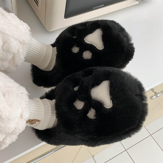 Soft Cat Paw Warm Cotton Slippers - Mubimart