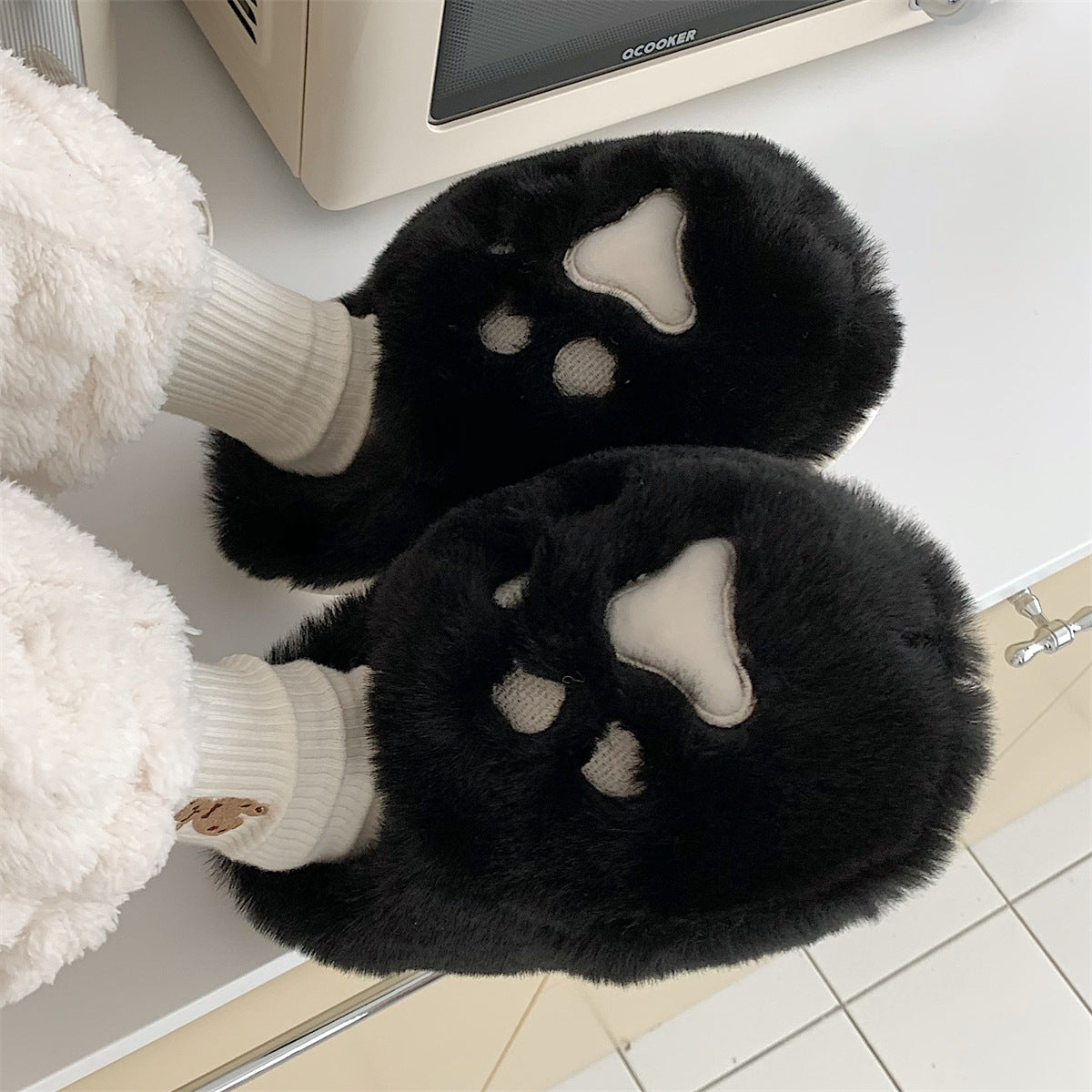 Soft Cat Paw Warm Cotton Slippers - Mubimart -  