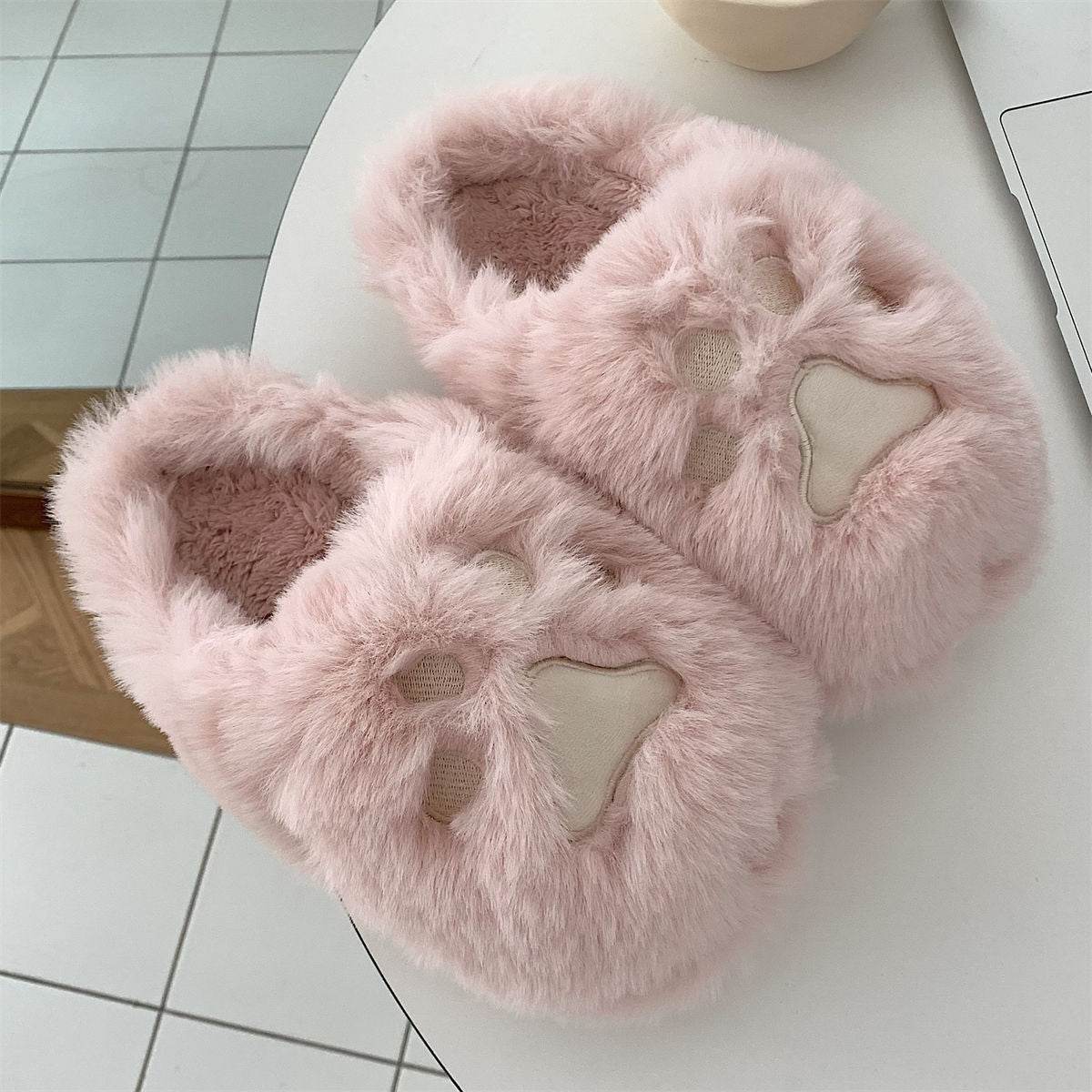 Soft Cat Paw Warm Cotton Slippers - Mubimart