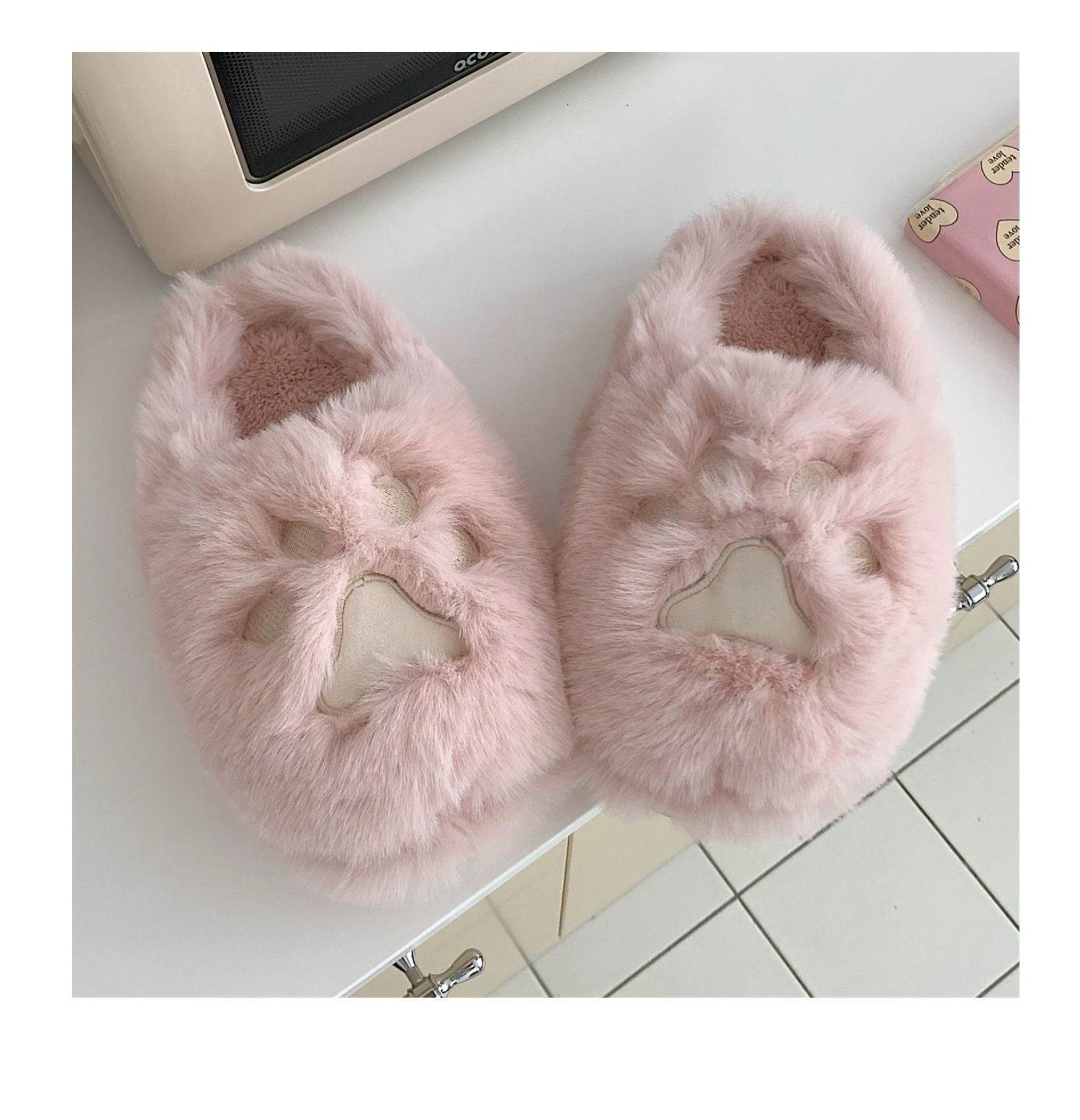 Soft Cat Paw Warm Cotton Slippers - Mubimart