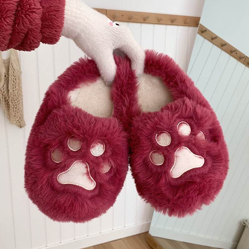 Soft Cat Paw Warm Cotton Slippers - Mubimart
