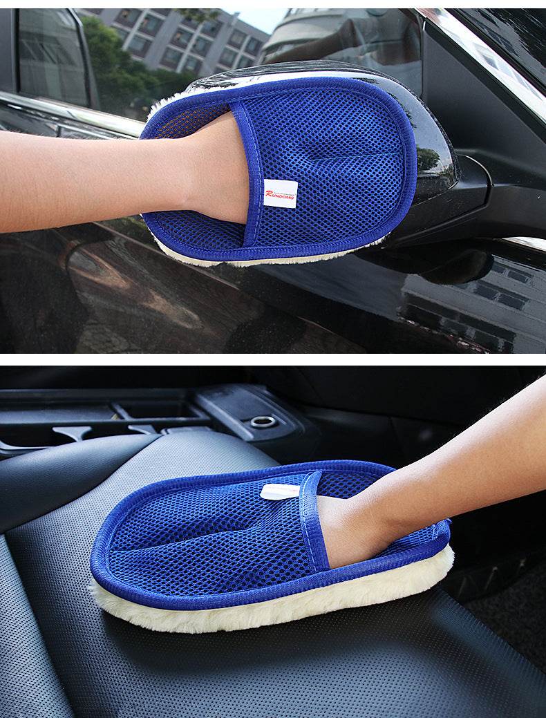 Soft Fleece Car Thickened Waxing Gloves Cleaning Tool - Mubimart