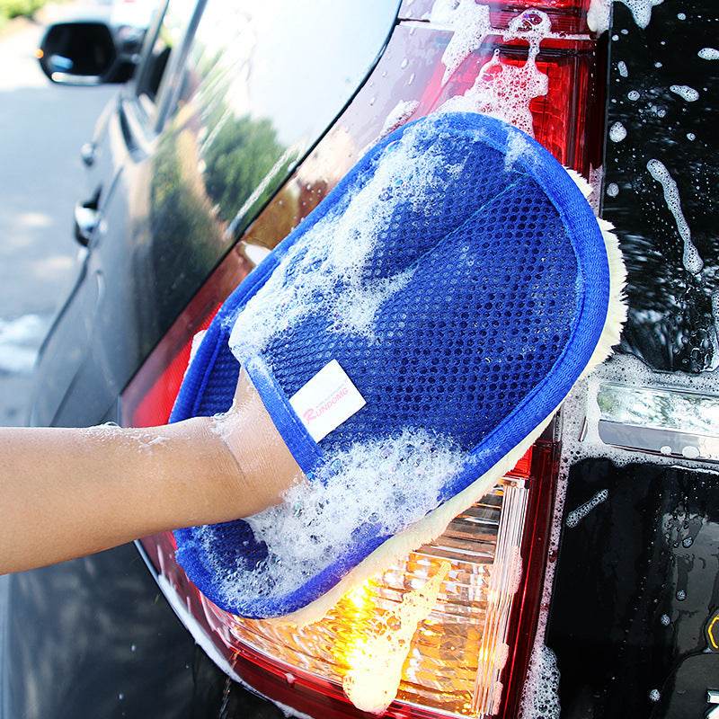 Soft Fleece Car Thickened Waxing Gloves Cleaning Tool - Mubimart