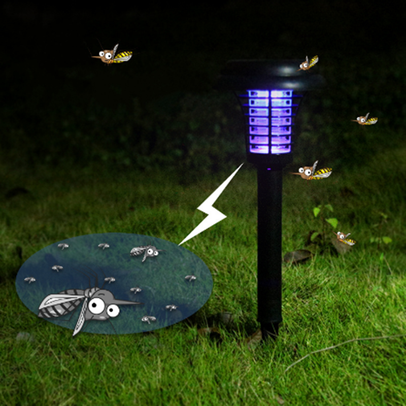 Solar Led Rechargeable Anti-Mosquito Lamp Electronic Fly Bug Zapper Insect Pest  Uv Trap Outdoor Garden Lawn Lamp - Mubimart - Bug Zapper 