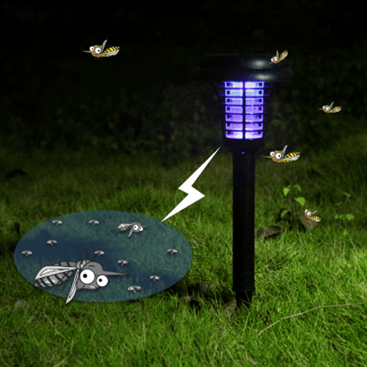 Solar Led Rechargeable Anti-Mosquito Lamp Electronic Fly Bug Zapper Insect Pest Uv Trap Outdoor Garden Lawn Lamp - Mubimart