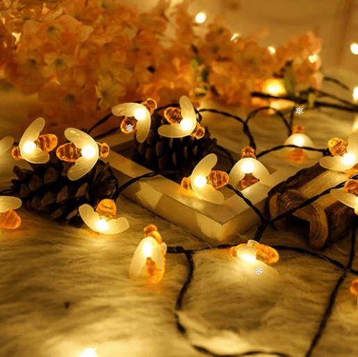 Solar New String Lights 20Led Little Bee Christmas Lanterns Flashing Lights Christmas String Lights Garden Decoration Lights - Mubimart